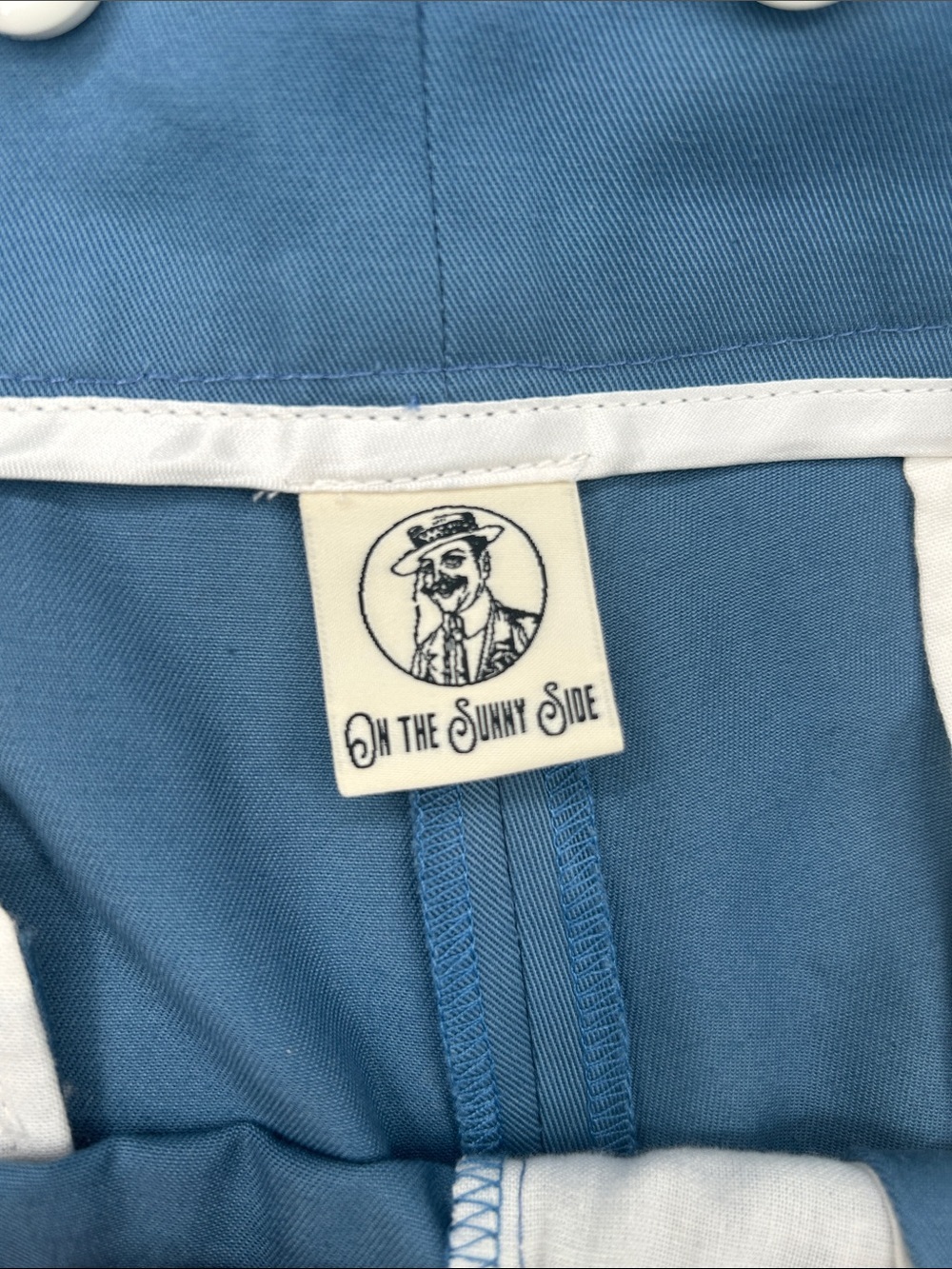 On The Sunny Side Eco Cotton Blue High Waisted Pleated Trouser Pants 38 Waist - Picture 2 of 10